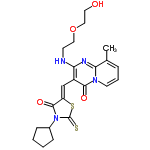 InChI=1/C22H26N4O4S2/c1-14-5-4-9-25-19(14)24-18(23-8-11-30-12-10-27)16(20(25)28)13-17-21(29)26(22(31)32-17)15-6-2-3-7-15/h4-5,9,13,15,23,27H,2-3,6-8,10-12H2,1H3/b17-13-