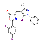 InChI=1/C20H12Cl3N3O2/c1-11-15(18(23)26(25-11)13-5-3-2-4-6-13)10-17-20(27)28-19(24-17)14-8-7-12(21)9-16(14)22/h2-10H,1H3/b17-10-