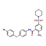 InChI=1/C24H23BrN2O4S2/c1-17-2-11-22(33(29,30)27-12-14-31-15-13-27)16-23(17)24(28)26-19-5-9-21(10-6-19)32-20-7-3-18(25)4-8-20/h2-11,16H,12-15H2,1H3,(H,26,28)