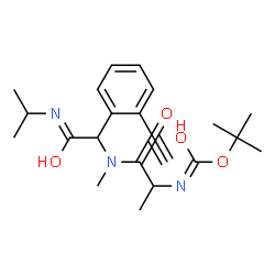 ChemSpider 2D Image | 2-Methyl-2-propanyl (1-{[1-(2-ethynylphenyl)-2-(isopropylamino)-2-oxoethyl](methyl)amino}-1-oxo-2-propanyl)carbamate | C22H31N3O4