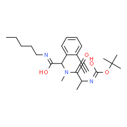 ChemSpider 2D Image | 2-Methyl-2-propanyl (1-{[1-(2-ethynylphenyl)-2-oxo-2-(pentylamino)ethyl](methyl)amino}-1-oxo-2-propanyl)carbamate | C24H35N3O4