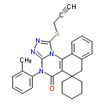 InChI=1/C28H26N4OS/c1-3-17-34-27-30-29-26-31(22-14-8-5-11-19(22)2)25(33)23-24(32(26)27)21-13-7-6-12-20(21)18-28(23)15-9-4-10-16-28/h1,5-8,11-14H,4,9-10,15-18H2,2H3