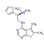 InChI=1/C16H20N4OS/c1-10-11(2)22-16-14(10)15(18-9-19-16)17-8-12(20(3)4)13-6-5-7-21-13/h5-7,9,12H,8H2,1-4H3,(H,17,18,19)/p+1/t12-/m0/s1