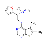 InChI=1/C16H20N4OS/c1-10-11(2)22-16-14(10)15(18-9-19-16)17-8-12(20(3)4)13-6-5-7-21-13/h5-7,9,12H,8H2,1-4H3,(H,17,18,19)/p+1/t12-/m1/s1