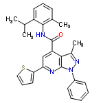 InChI=1/C28H26N4OS/c1-17(2)21-13-8-10-18(3)26(21)30-28(33)22-16-23(24-14-9-15-34-24)29-27-25(22)19(4)31-32(27)20-11-6-5-7-12-20/h5-17H,1-4H3,(H,30,33)