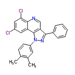 InChI=1/C24H17Cl2N3/c1-14-8-9-18(10-15(14)2)29-24-19-11-17(25)12-21(26)23(19)27-13-20(24)22(28-29)16-6-4-3-5-7-16/h3-13H,1-2H3