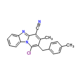 InChI=1/C21H16ClN3/c1-13-7-9-15(10-8-13)11-16-14(2)17(12-23)21-24-18-5-3-4-6-19(18)25(21)20(16)22/h3-10H,11H2,1-2H3