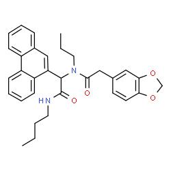 ChemSpider 2D Image | 2-(1,3-Benzodioxol-5-yl)-N-[2-(butylamino)-2-oxo-1-(9-phenanthryl)ethyl]-N-propylacetamide | C32H34N2O4