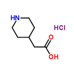 InChI=1/C7H13NO2.ClH/c9-7(10)5-6-1-3-8-4-2-6;/h6,8H,1-5H2,(H,9,10);1H