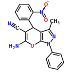 InChI=1/C20H15N5O3/c1-12-17-18(14-9-5-6-10-16(14)25(26)27)15(11-21)19(22)28-20(17)24(23-12)13-7-3-2-4-8-13/h2-10,18H,22H2,1H3