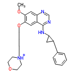 InChI=1/C25H30N4O3/c1-30-23-16-21-20(15-24(23)32-11-5-8-29-9-12-31-13-10-29)25(27-17-26-21)28-22-14-19(22)18-6-3-2-4-7-18/h2-4,6-7,15-17,19,22H,5,8-14H2,1H3,(H,26,27,28)/p+1/t19-,22-/m1/s1