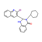 InChI=1/C23H22ClN3O/c24-21-18(14-15-8-4-6-12-19(15)25-21)22-26-20-13-7-5-11-17(20)23(28)27(22)16-9-2-1-3-10-16/h4-8,11-14,16,22,26H,1-3,9-10H2/t22-/m0/s1