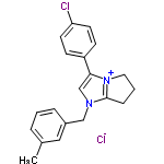 InChI=1/C20H20ClN2.ClH/c1-15-4-2-5-16(12-15)13-22-14-19(23-11-3-6-20(22)23)17-7-9-18(21)10-8-17;/h2,4-5,7-10,12,14H,3,6,11,13H2,1H3;1H/q+1;/p-1