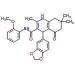 InChI=1/C27H28N2O5/c1-15-23(26(31)29-17-7-5-6-8-20(17)32-4)24(16-9-10-21-22(11-16)34-14-33-21)25-18(28-15)12-27(2,3)13-19(25)30/h5-11,24,28H,12-14H2,1-4H3,(H,29,31)