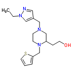 InChI=1/C17H26N4OS/c1-2-21-12-15(10-18-21)11-19-6-7-20(16(13-19)5-8-22)14-17-4-3-9-23-17/h3-4,9-10,12,16,22H,2,5-8,11,13-14H2,1H3