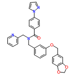 InChI=1/C31H26N4O4/c36-31(25-9-11-27(12-10-25)35-16-4-15-33-35)34(20-26-6-1-2-14-32-26)19-23-5-3-7-28(17-23)37-21-24-8-13-29-30(18-24)39-22-38-29/h1-18H,19-22H2