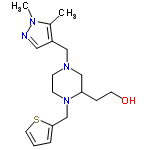 InChI=1/C17H26N4OS/c1-14-15(10-18-19(14)2)11-20-6-7-21(16(12-20)5-8-22)13-17-4-3-9-23-17/h3-4,9-10,16,22H,5-8,11-13H2,1-2H3