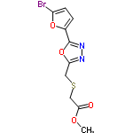 InChI=1/C10H9BrN2O4S/c1-15-9(14)5-18-4-8-12-13-10(17-8)6-2-3-7(11)16-6/h2-3H,4-5H2,1H3