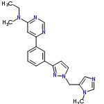 InChI=1/C21H23N7/c1-4-26(2)21-11-20(23-14-24-21)17-7-5-6-16(10-17)19-8-9-28(25-19)13-18-12-22-15-27(18)3/h5-12,14-15H,4,13H2,1-3H3