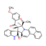 InChI=1/C33H26N2O4/c1-19(36)30-29(31(37)21-9-7-10-22(18-21)39-2)33(25-12-5-6-13-26(25)34-32(33)38)28-17-15-24-23-11-4-3-8-20(23)14-16-27(24)35(28)30/h3-18,28-30H,1-2H3,(H,34,38)/t28-,29+,30-,33-/m1/s1