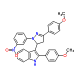 InChI=1/C31H26N4O4/c1-38-24-14-10-20(11-15-24)28-19-29(34(33-28)22-6-5-7-23(18-22)35(36)37)30-26-8-3-4-9-27(26)32-31(30)21-12-16-25(39-2)17-13-21/h3-18,29,32H,19H2,1-2H3