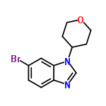 InChI=1/C12H13BrN2O/c13-9-1-2-11-12(7-9)15(8-14-11)10-3-5-16-6-4-10/h1-2,7-8,10H,3-6H2