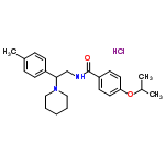 InChI=1/C24H32N2O2.ClH/c1-18(2)28-22-13-11-21(12-14-22)24(27)25-17-23(26-15-5-4-6-16-26)20-9-7-19(3)8-10-20;/h7-14,18,23H,4-6,15-17H2,1-3H3,(H,25,27);1H