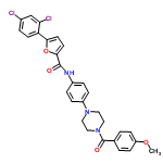 InChI=1/C29H25Cl2N3O4/c1-37-23-9-2-19(3-10-23)29(36)34-16-14-33(15-17-34)22-7-5-21(6-8-22)32-28(35)27-13-12-26(38-27)24-11-4-20(30)18-25(24)31/h2-13,18H,14-17H2,1H3,(H,32,35)