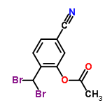 InChI=1/C10H7Br2NO2/c1-6(14)15-9-4-7(5-13)2-3-8(9)10(11)12/h2-4,10H,1H3