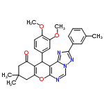 InChI=1/C29H28N4O4/c1-16-7-6-8-18(11-16)26-31-27-25-23(17-9-10-20(35-4)21(12-17)36-5)24-19(34)13-29(2,3)14-22(24)37-28(25)30-15-33(27)32-26/h6-12,15,23H,13-14H2,1-5H3