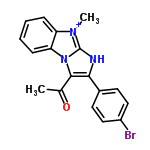 InChI=1/C18H14BrN3O/c1-11(23)17-16(12-7-9-13(19)10-8-12)20-18-21(2)14-5-3-4-6-15(14)22(17)18/h3-10H,1-2H3/p+1