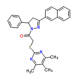 InChI=1/C28H26N4OS/c1-18-19(2)29-28(30-20(18)3)34-17-27(33)32-26(22-10-5-4-6-11-22)16-25(31-32)24-14-13-21-9-7-8-12-23(21)15-24/h4-15,26H,16-17H2,1-3H3