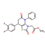 InChI=1/C21H16F2N2O4S/c1-29-18(27)11-24-20-19(30-21(24)28)14(12-7-8-15(22)16(23)9-12)10-17(26)25(20)13-5-3-2-4-6-13/h2-9,14H,10-11H2,1H3