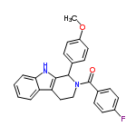 InChI=1/C25H21FN2O2/c1-30-19-12-8-16(9-13-19)24-23-21(20-4-2-3-5-22(20)27-23)14-15-28(24)25(29)17-6-10-18(26)11-7-17/h2-13,24,27H,14-15H2,1H3