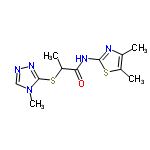 InChI=1/C11H15N5OS2/c1-6-7(2)18-10(13-6)14-9(17)8(3)19-11-15-12-5-16(11)4/h5,8H,1-4H3,(H,13,14,17)