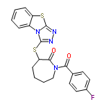 InChI=1/C21H17FN4O2S2/c22-14-10-8-13(9-11-14)18(27)25-12-4-3-7-17(19(25)28)30-21-24-23-20-26(21)15-5-1-2-6-16(15)29-20/h1-2,5-6,8-11,17H,3-4,7,12H2