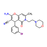 InChI=1/C22H23BrN4O3/c1-14-11-18-20(22(28)27(14)6-5-26-7-9-29-10-8-26)19(17(13-24)21(25)30-18)15-3-2-4-16(23)12-15/h2-4,11-12,19H,5-10,25H2,1H3