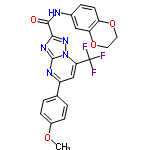 InChI=1/C22H16F3N5O4/c1-32-14-5-2-12(3-6-14)15-11-18(22(23,24)25)30-21(27-15)28-19(29-30)20(31)26-13-4-7-16-17(10-13)34-9-8-33-16/h2-7,10-11H,8-9H2,1H3,(H,26,31)