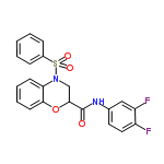 InChI=1/C21H16F2N2O4S/c22-16-11-10-14(12-17(16)23)24-21(26)20-13-25(18-8-4-5-9-19(18)29-20)30(27,28)15-6-2-1-3-7-15/h1-12,20H,13H2,(H,24,26)