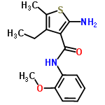 InChI=1/C15H18N2O2S/c1-4-10-9(2)20-14(16)13(10)15(18)17-11-7-5-6-8-12(11)19-3/h5-8H,4,16H2,1-3H3,(H,17,18)