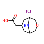 InChI=1/C9H15NO3.ClH/c11-9(12)3-6-1-7-4-13-5-8(2-6)10-7;/h6-8,10H,1-5H2,(H,11,12);1H