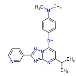 InChI=1/C21H23N7/c1-14(2)18-12-19(23-16-7-9-17(10-8-16)27(3)4)28-21(24-18)25-20(26-28)15-6-5-11-22-13-15/h5-14,23H,1-4H3