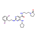 InChI=1/C25H32Cl2N6O2/c26-20-8-3-9-21(27)18(20)11-13-29-25-30-16-19(23(32-25)31-17-6-1-2-7-17)24(35)28-12-5-15-33-14-4-10-22(33)34/h3,8-9,16-17H,1-2,4-7,10-15H2,(H,28,35)(H2,29,30,31,32)