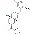 InChI=1/C22H31FN2O2/c1-16-6-7-20(23)12-18(16)13-24-10-8-22(27)9-11-25(15-19(22)14-24)21(26)17-4-2-3-5-17/h6-7,12,17,19,27H,2-5,8-11,13-15H2,1H3/t19-,22-/m1/s1