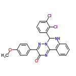 InChI=1/C23H16Cl2N4O2/c1-31-14-11-9-13(10-12-14)20-23(30)27-21-15-5-2-3-8-18(15)26-22(29(21)28-20)16-6-4-7-17(24)19(16)25/h2-12,22,26H,1H3