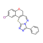 InChI=1/C18H11ClN4OS/c19-13-6-7-15-14(8-13)16-12(10-24-15)9-20-23-17(21-22-18(23)25-16)11-4-2-1-3-5-11/h1-9H,10H2