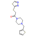 InChI=1/C13H16N4OS3/c18-12(9-20-13-15-14-10-21-13)17-5-3-16(4-6-17)8-11-2-1-7-19-11/h1-2,7,10H,3-6,8-9H2