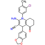 InChI=1/C24H20ClN3O3/c1-13-5-7-15(10-17(13)25)28-18-3-2-4-19(29)23(18)22(16(11-26)24(28)27)14-6-8-20-21(9-14)31-12-30-20/h5-10,22H,2-4,12,27H2,1H3