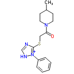 InChI=1/C16H20N4OS/c1-13-7-9-19(10-8-13)15(21)11-22-16-17-12-18-20(16)14-5-3-2-4-6-14/h2-6,12-13H,7-11H2,1H3/p+1