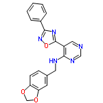 InChI=1/C20H15N5O3/c1-2-4-14(5-3-1)18-24-20(28-25-18)15-10-21-11-23-19(15)22-9-13-6-7-16-17(8-13)27-12-26-16/h1-8,10-11H,9,12H2,(H,21,22,23)